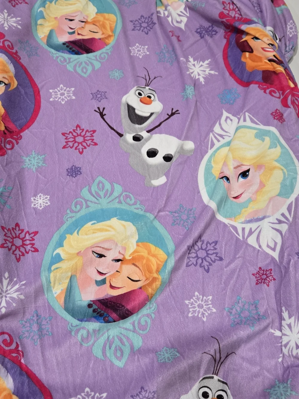 Disney Frozen Purple Kids Twin Soft Fitted Sheet - Olaf & Sisters